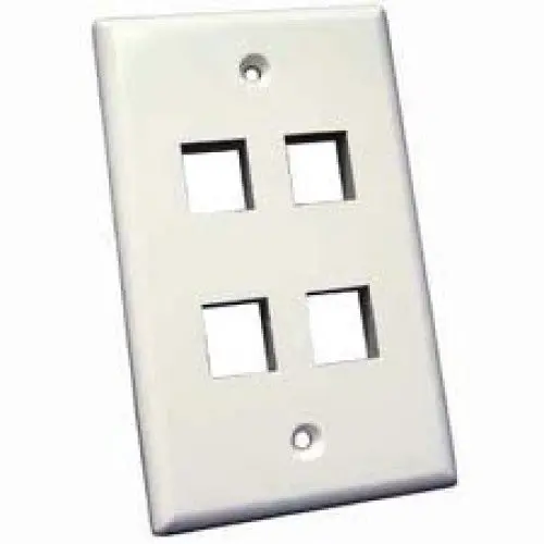 4-Port White Keystone Wall Plate – Modular Faceplate For Data And Voice Applications 1