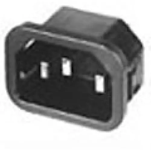 42R02 – Snap-In 3-Pin Ac Plug, 10A, 250V, Quick-Terminal Chassis Mount, Matte Black Finish 1