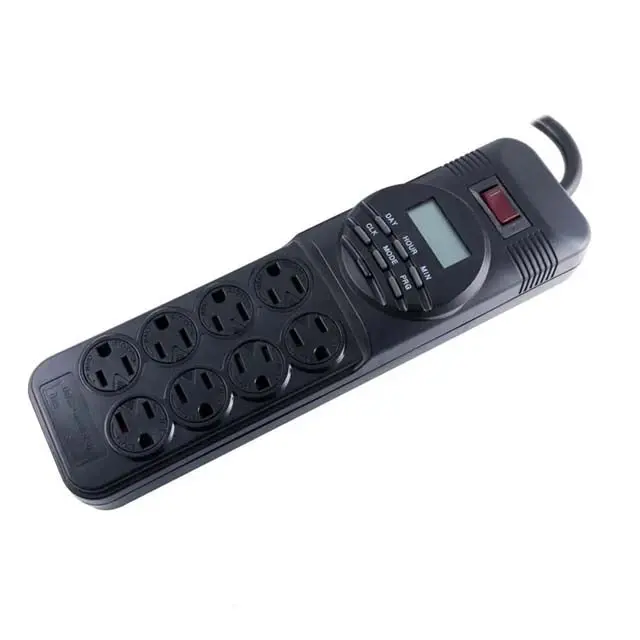 468-952 Digital Timer Power Strip — Indoor Use, 8 Outlets, Built-In Countdown Timer, Black Housing 1