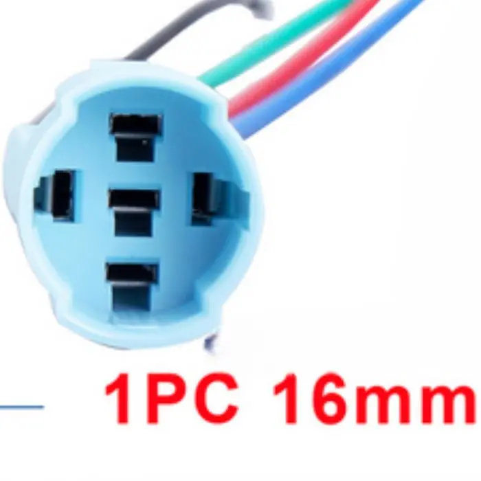 5-Pin Switch Socket Assembly With Pre-Attached Wires — Compatible With 16Mm Round Panel Switches 1