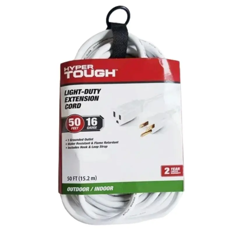 50-Foot Indoor/Outdoor Extension Cord – 3/16 Awg Sjtw, White, 13A Rated 1