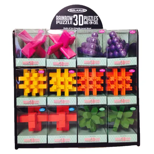 500780 — Assorted Rainbow-Colored Wooden 3D Brain Teaser Puzzles 1