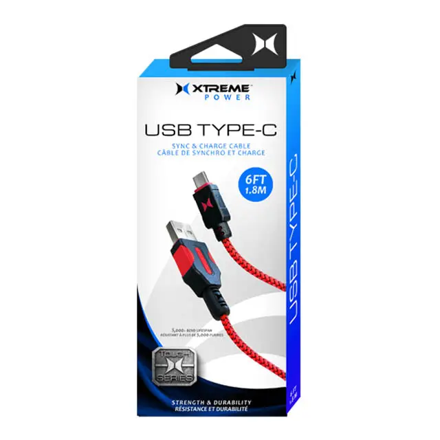 6-Foot Fast-Charging Usb A-Male To C-Male Cable – Black/Red (Model Xcb2-1015-Blr) 1