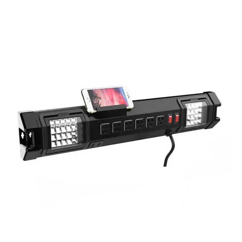 6-Outlet Power Strip: 6-Foot Cord, Built-In Work Light, Dual Usb Ports (3.1A Total) 1