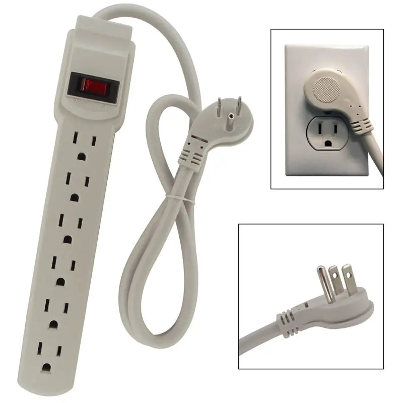 6-Outlet Surge Protector Power Strip – 3-Foot Cord, 45° White Plug, 15A Rating 1