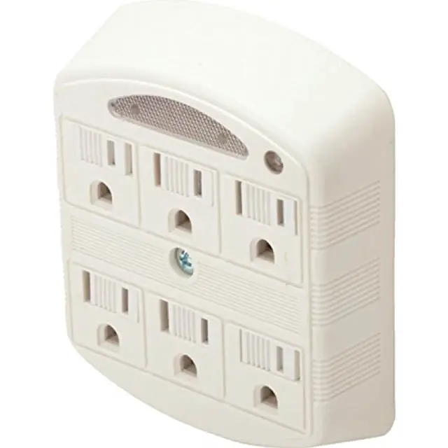 6-Outlet Wall Tap With Auto Night Light – 15A, 125V, 1875W Capacity 1