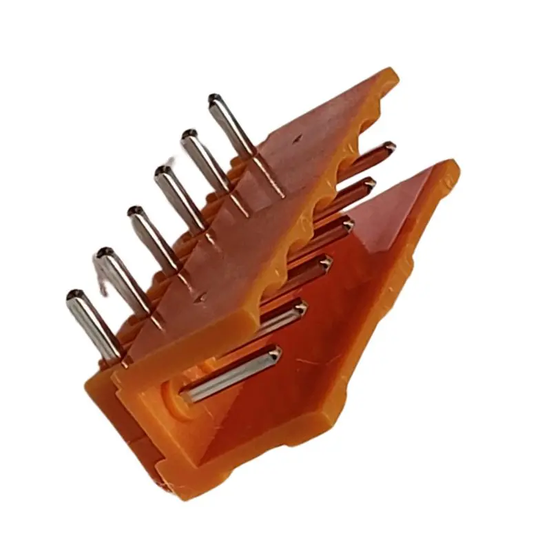 6-Position Male Header Pcb Terminal Block, 5 Mm Pitch, Orange Housing, Side Panels Omitted 1