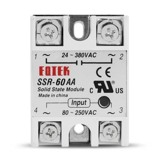 60A Solid-State Relay — 80–250V Ac Input, 380Vac Output, Screw-Mount Design 1