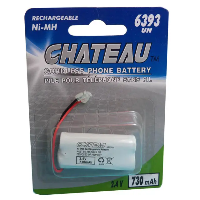 6393Un Rechargeable Ni-Mh Battery Pack — 2×Aaa, 730 Mah, 2.4 V, Universal Connector 1