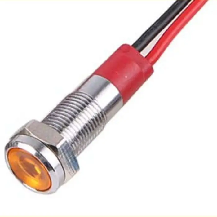 6Mm Ip67 Yellow Led Indicator – 12V Dc, Metal Housing, Flying Leads, Dust- And Water-Resistant 1