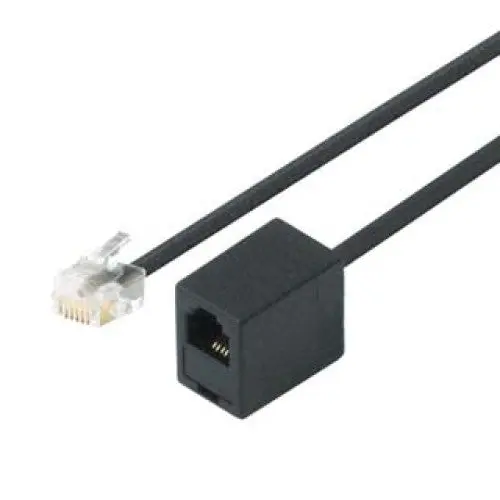 6P4C Modular Cable – Black, 50-Foot Male-To-Female Patch Cord 1