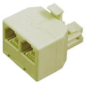 6P4C Modular T-Adapter – Ivory-Colored Inline Splitter For Telephone Wiring 1