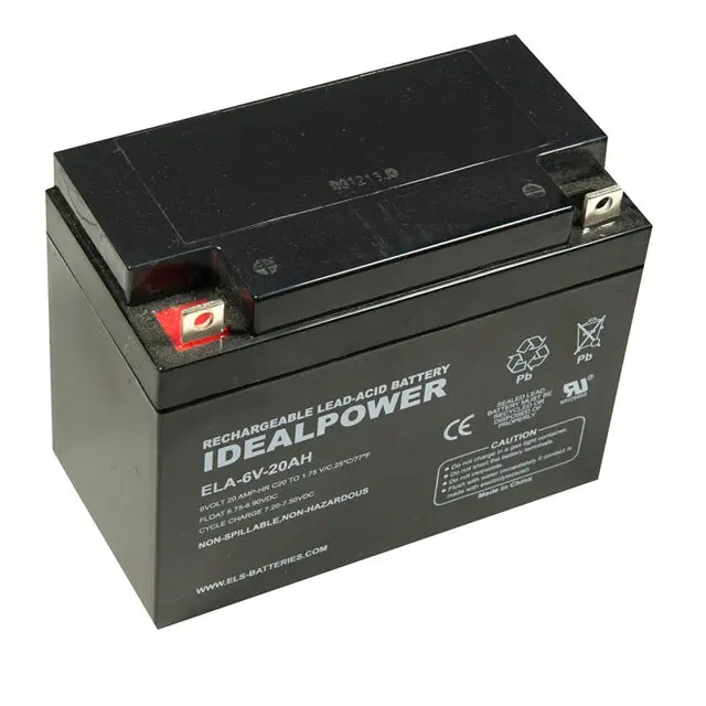 6V 20Ah Sealed Lead-Acid Battery — Bolt Terminal, Dimensions: 6.18×3.27×4.92 In (L×W×H) 1