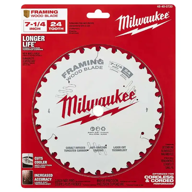 7-1/4" 24-Tooth Framing Circular Saw Blade For Wood Cutting 1