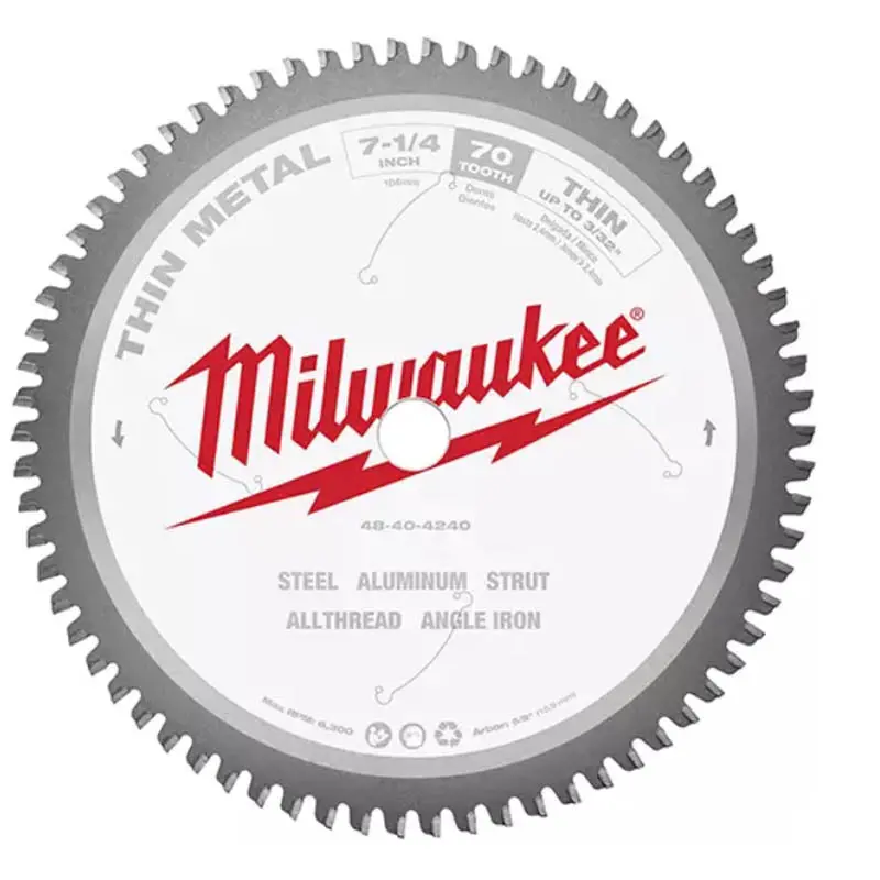 7.25" Metal-Cutting Saw Blade – 70 Teeth, 5/8" Arbor For Steel And Aluminum 1