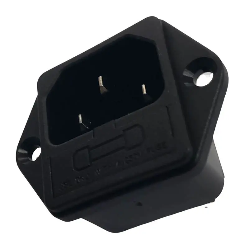 719W-00/03 3-Pin Ac Power Plug – 10A, 250V, Black Plastic Housing With Fuse Holder (No Fuse Included) 1