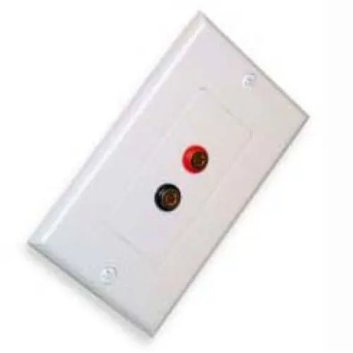 75-650 Wall Plate With Dual Banana Jacks – Red/Black Contacts, White Faceplate With Gold Accents 1