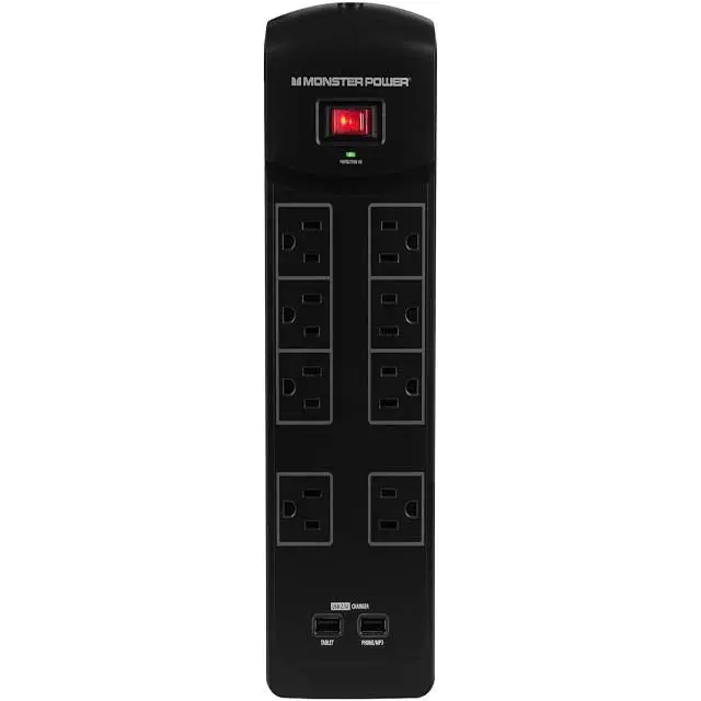 8-Outlet Surge-Protected Power Strip — 6-Foot Cord, Dual 2.1A Usb Ports, 1440-Joule Rating 1