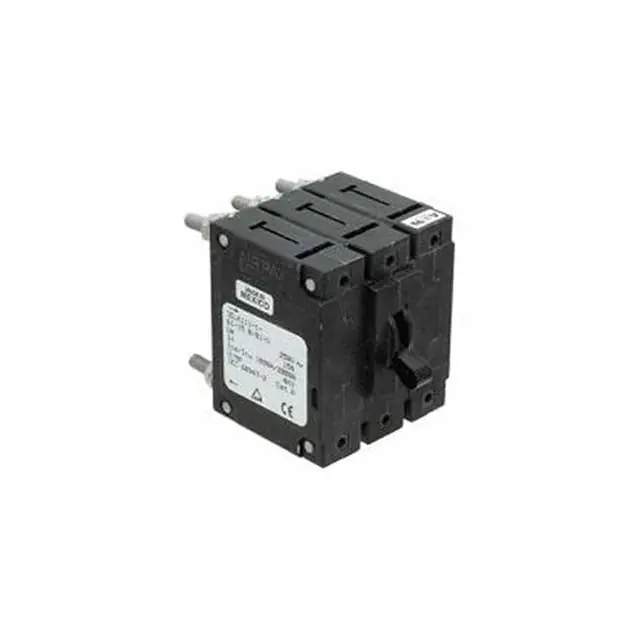 80A Toggle-Type Circuit Breaker – 250V Ac / 80V Dc, 3-Pole, Chassis Mount, Bolt-On, Black Housing (19 × 37 Mm) 1
