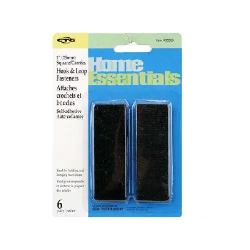 83389 – 1-Inch Black Adhesive Hook-And-Loop Squares (6-Pack) 1