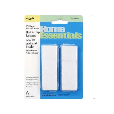 83390 – 1-Inch White Adhesive Hook-And-Loop Squares (6-Pack) 1