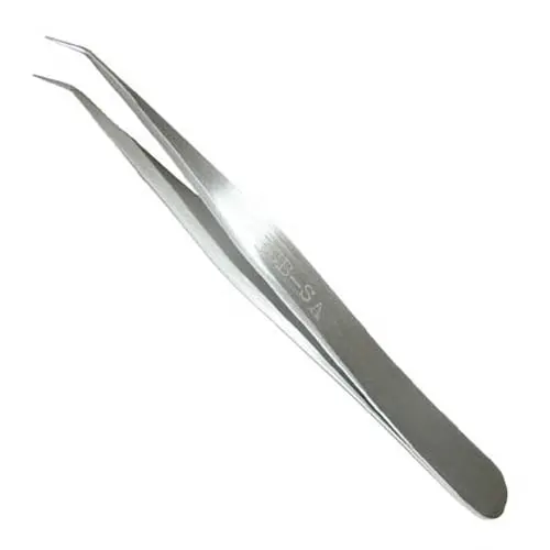 84-144-1 Compact Non-Magnetic Tweezers – 4.25-Inch Bent-Tip Stainless Steel 1