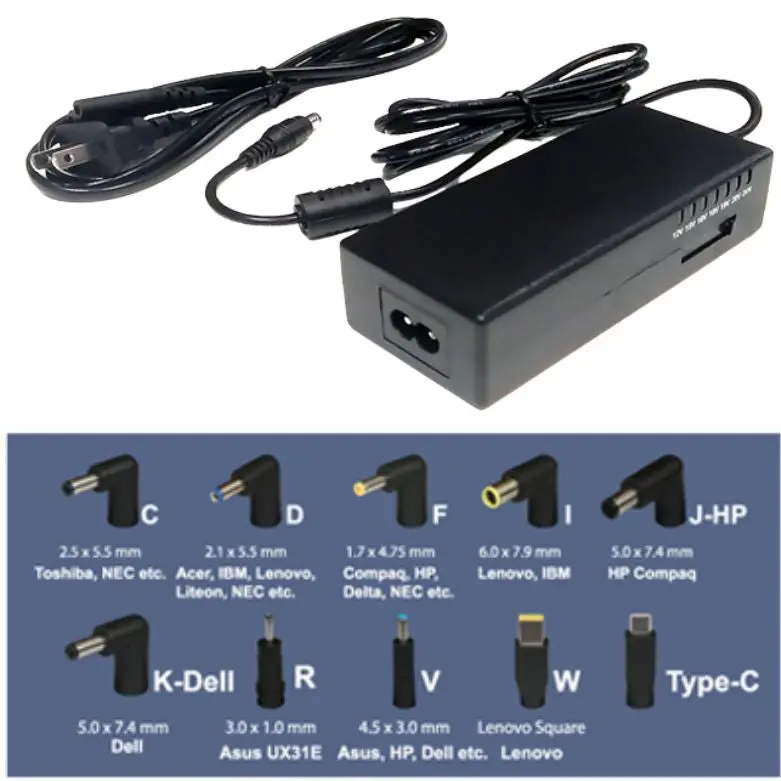 90 W Universal Laptop Power Supply – 15–24 V Dc Output, Usb-C Port, Auto-Sensing Voltage 1