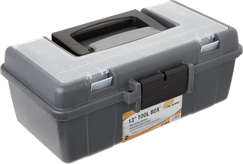 992590 Portable 13-Inch Black Plastic Tool Box With Secure Latching Lid 1