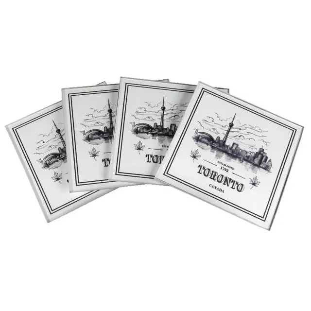 993 Set Of 4 Toronto-Themed Glass Coasters 1