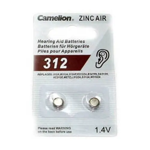 A312 Hearing Aid Battery – Zinc-Air 312 Size, 1.4V/1.45V (2-Pack) 1