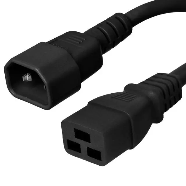Ac5-2 Compact Jumper Cord – C14 To C19, 14Awg/15A, 2Ft Black Round Sjt, Ft2 Rated, 105°C 1