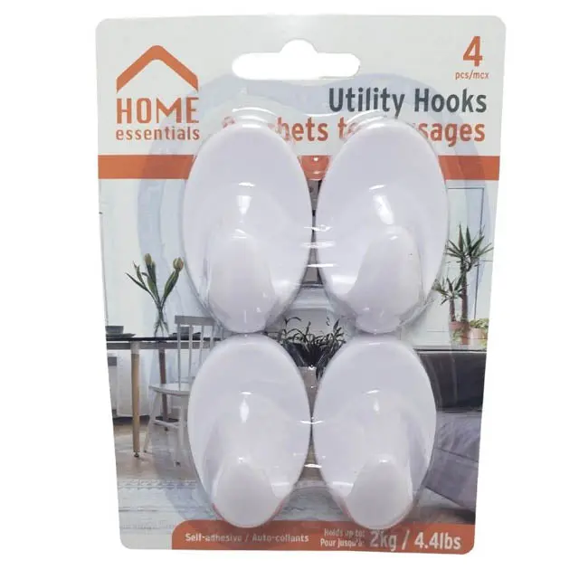 Adhesive Utility Hook Pack – 4-Piece Removable Mounting Set 1