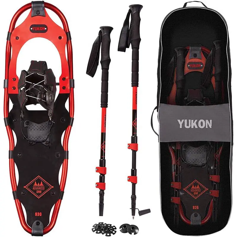 Adult Snowshoe Kit – Red 10" × 36" Frame, Supports 251–300 Lbs 1