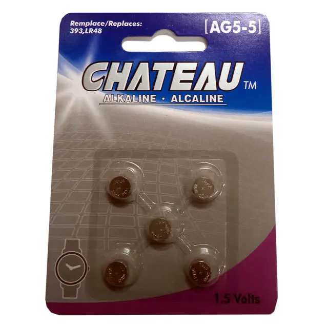 Ag5-5 Alkaline Button Cell Batteries – 1.5V, 393 Size, 5-Pack (Replaces Sr754W, Sr48, 255, 309) 1