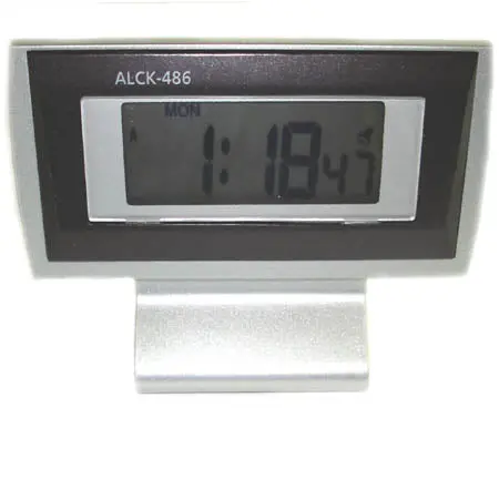 Alck-486 Digital Alarm Clock With Snooze, Stopwatch, And Silver Finish 1