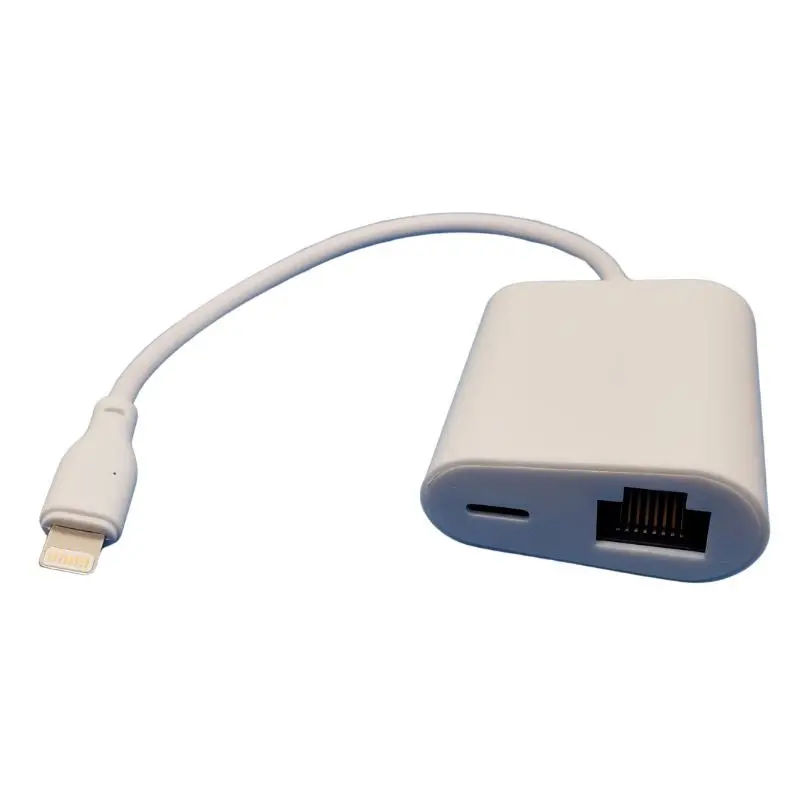 Amtd-4150 – Iphone Lightning To Rj45 Ethernet Adapter With Dual Charging Port 1