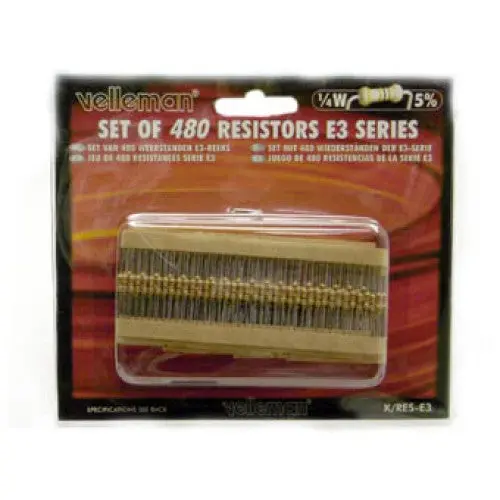 Assorted 1/4-Watt Carbon Film Resistor Kit – 16 Values × 3 (480 Pcs) 1