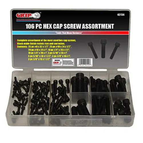 Assorted Hex Socket Cap Screw Kit – 106-Piece Set 1