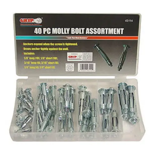 Assorted Molly Bolt Wall Anchors – Heavy-Duty Expansion Anchors, Pack Of 40 1