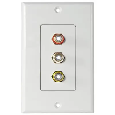 Av-106G White Decorative Wall Plate For Component Video With Gold Rca Connectors 1