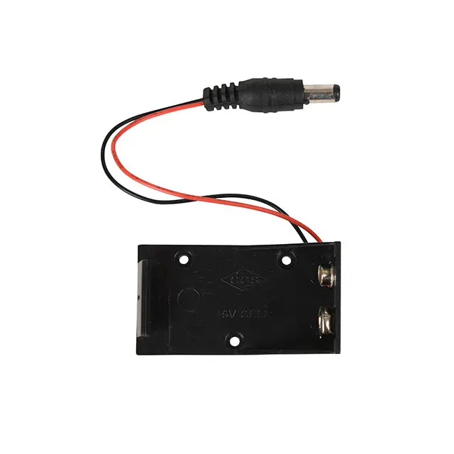 Batth-900015 – 9V Battery Holder, Plastic Black Case With Lead Wires And 2.1Mm Dc Power Plug 1