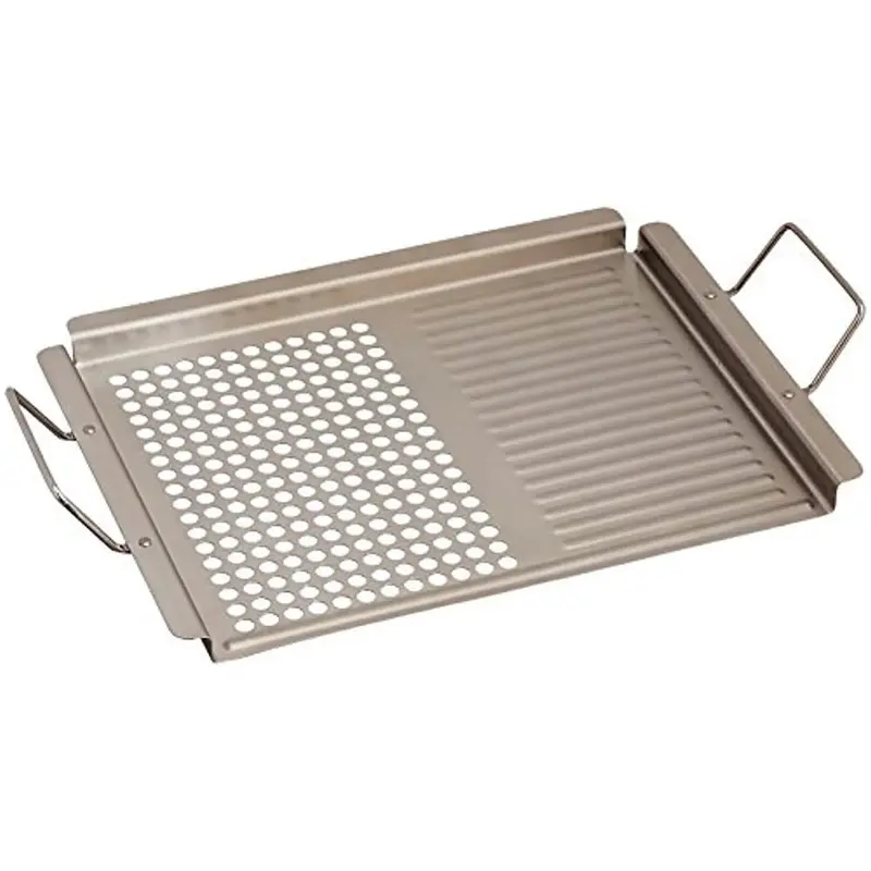 Bbq2013 Dual-Surface Stainless Steel Grilling Tray — 18.75 Inches 1