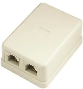Beige Dual-Port Baseboard Mounting Plate – 6P4C 1