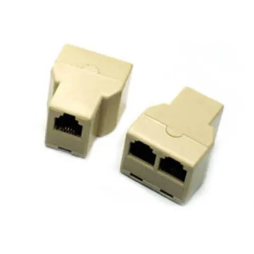 Beige Modular T-Adapter – 6P4C Jack-To-Jack Splitter For Ethernet Or Telecom Applications 1
