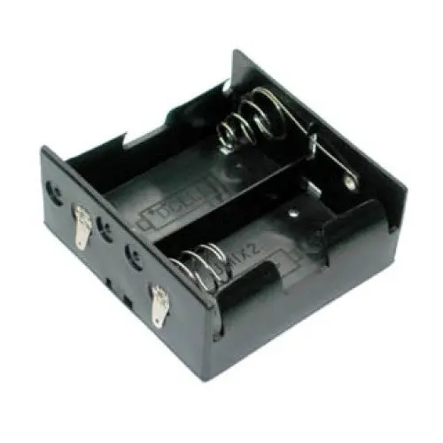 Bh121 Dx2 Battery Holder – Black Plastic Housing With Solder Lug Terminals 1