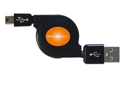 Black 2.5-Foot Retractable Usb-A To Mini-Usb-B Cable 1