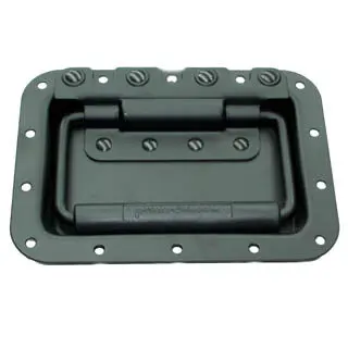 Black 7" X 5" Metal Door Handle With Faceplate 1