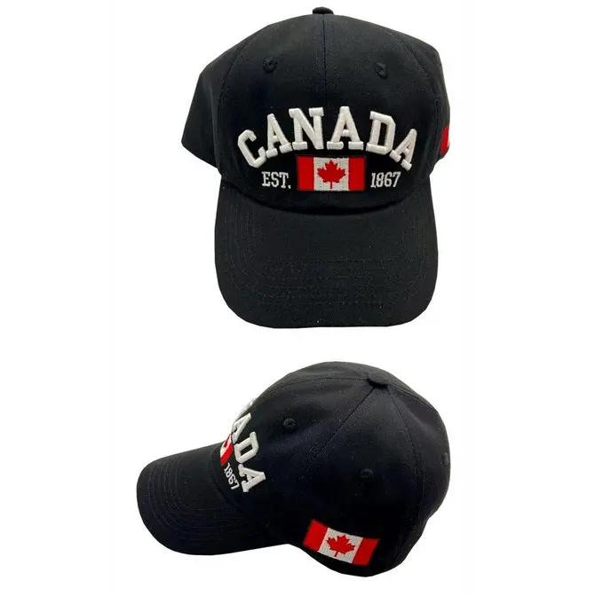 Black Canada-Themed Baseball Cap – Structured Fit (Model 62262) 1