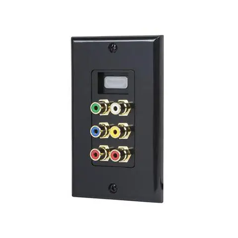 Black Hdmi Wall Plate With Six Gold-Plated Rca Audio/Video Jacks 1