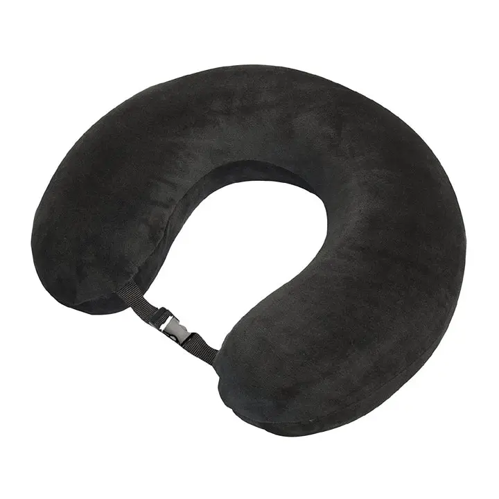 Black Memory Foam Travel Pillow – Premium Neck Support 1